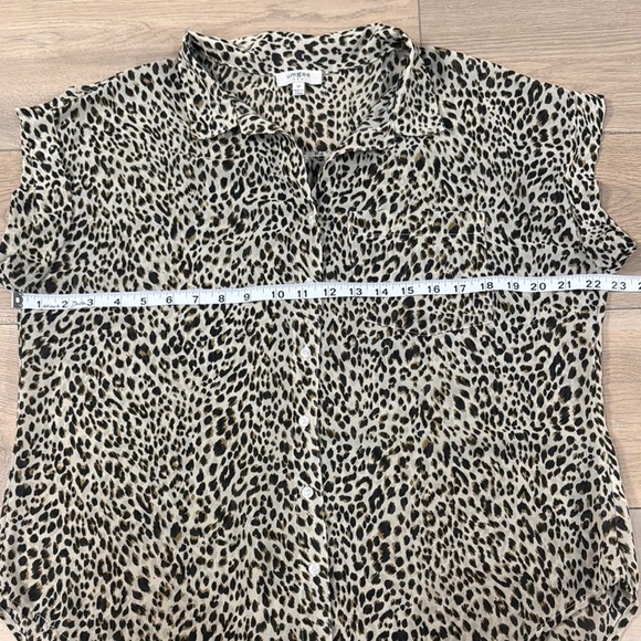 Umgee Women’s Leopard Print Button Up Short Sleeve Semi- Sheer Shirt - Picture 5 of 11